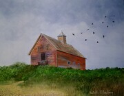 Barn and crows 8in x 10in $350.